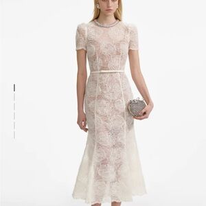 Self-Portrait Cream Lace Midi Dress
